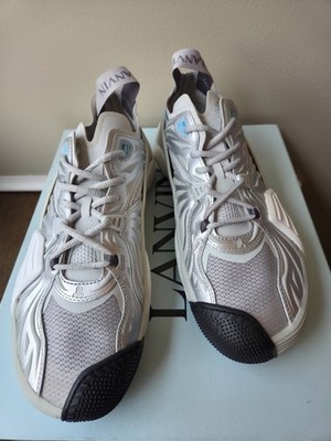 Lanvin Flash X Men's Mesh Paneled Silver Lace Up Sneakers Size 10 US 43 EU