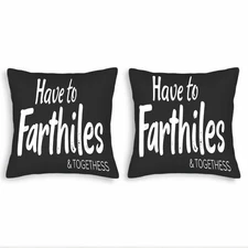 Set of 2 Black Square Throw Pillow Covers 18x18in - Unique Fartiles & TOGETHESS 