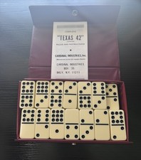 Domino by Cardinal - Vintage "Texas 42" Domino Set in red vinyl case