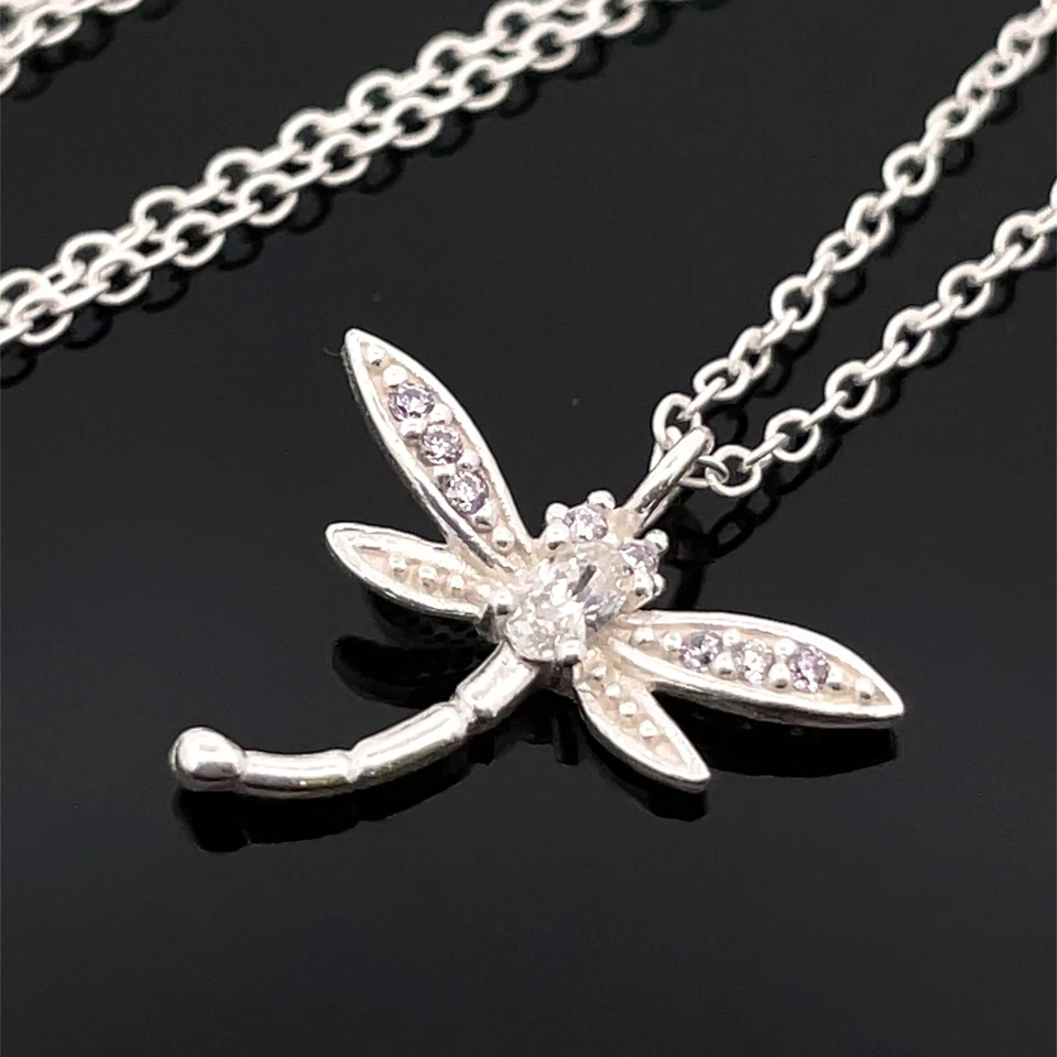 KETTE & ANHÄNGER  LIBELLE AUS 925/- SILBER MIT ZIRKONIA SCHMUCKJAGD - Bild 2 von 4