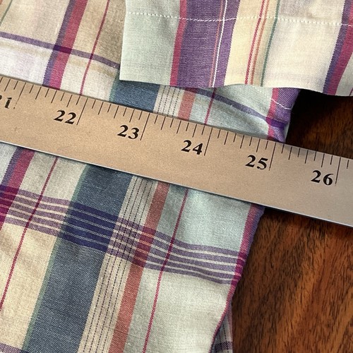 Camicia vintage FLYING SCOTSMAN uomo XL viola a quadri con bottoni manica corta - Foto 9 di 10