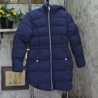 BCBG Girls Big Girls Walker Puffer Hooded Parka Jacket Navy Blue 16