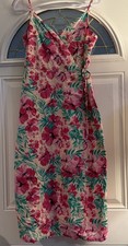 J.Crew Floral Wrap Midi Dress Size 2 Pink Tropical 100% Cotton Sleeveless