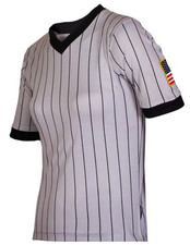 Adams/Smitty Grey Referee Shirt with Sewn On Gold Border US Flag BKS205USGold