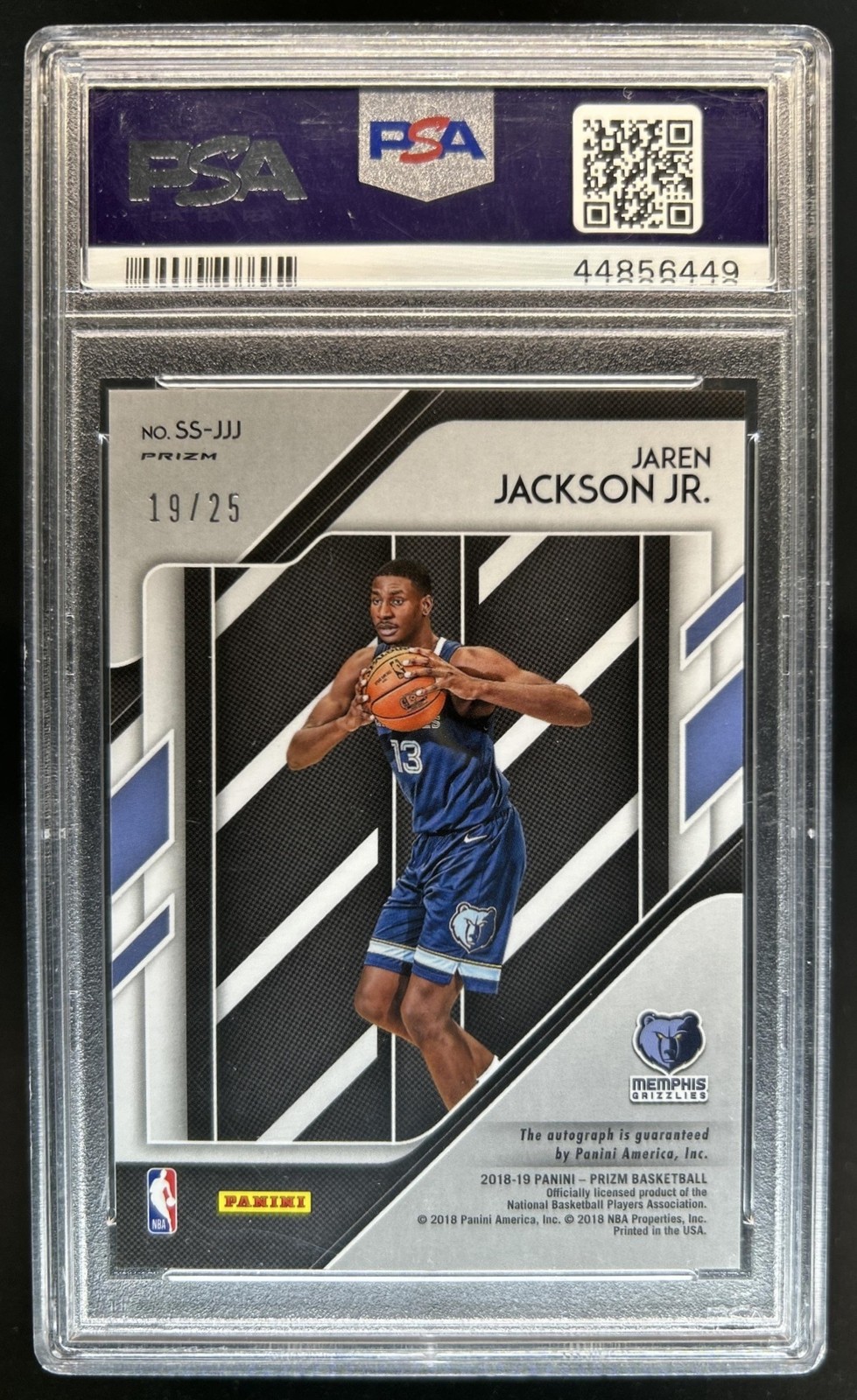 2018-19 Prizm Jaren Jackson Jr. Sensational Prizm Mojo Auto RC #/25 PSA 9 view 2