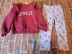 Child Of Mine By Carters Girls Jolly Candy Cane Christmas Set 3t Guc Ww