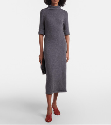 Proenza Schouler $683 White Label Cerine Boucle Knit Midi Dress blue L NWOT