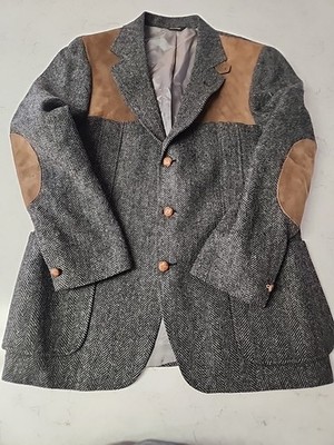 Vintage Eddie Bauer Leather Elbow Wool Blazer Jacket Men's 42 Padded Hunting USA