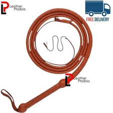 Genuine Cowhide Leather Bullwhip 04 Feet Long 12 plaits Tan Heavy Duty Whips