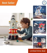 Interactive Kids Spaceship Playset - Educational STEM Rocket with 2 Astronauts