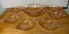 VNTG Anchor Hocking Pink Diamond Optic Serving Bowl And 6 Berry Dessert Bowls