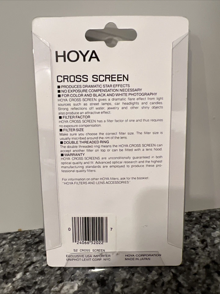 Hoya 52mm Cross Screen Filter Creates Starburst Sparkle Effect New Sealed - Image 2 of 3