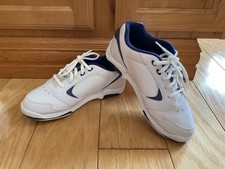 DEXTER Women's Bowling Shoes Size 6 White Blue Slide-Rite Leather