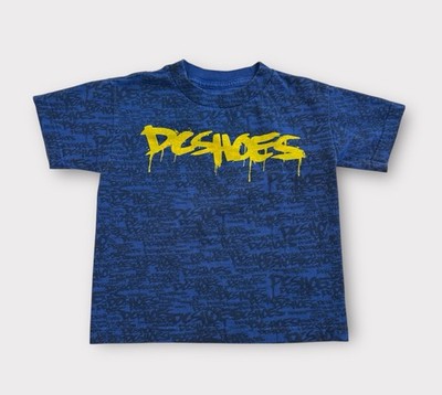 DC Shoes T-Shirt BOYS Size M Blue Short Sleeve AOP Skateboarding Graphic Tee