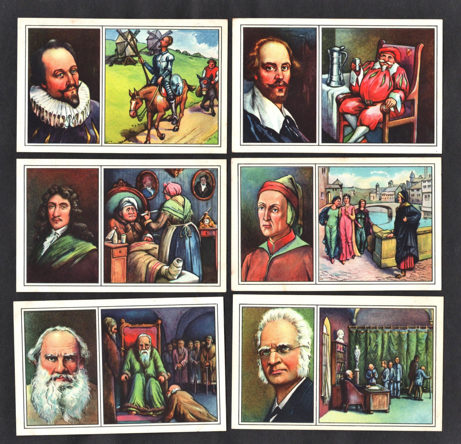 Authors Card Set 1930 Echte Ser 19 Dante Shakespeare Tolstoy Cervantes Moliere