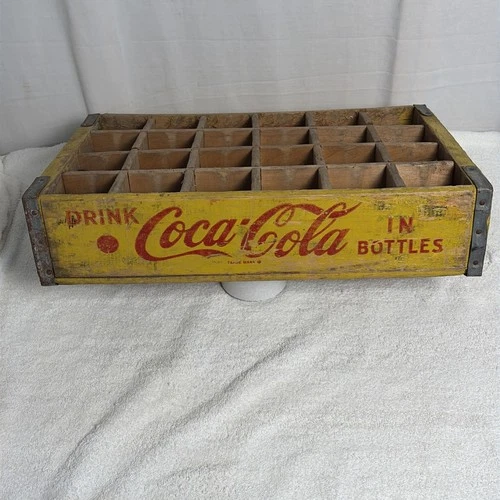 VTG Coca-Cola Yellow Wood Crate 24 Bottle Original Chattanooga 1967 Good Shape!