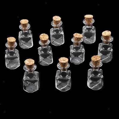 Mini Glas Korken Flasche Quadratisch Würfel Gläser Fläschchen Love Note 10 Stück
