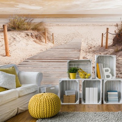 Strand Meer Himmel Sepia VLIES FOTOTAPETE 3D WOHNZIMMER TAPETE WANDBILD XXL
