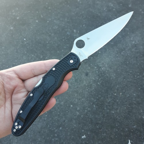 Spyderco Police Model 4 Folding Knife 4.38" VG-10 Steel Blade Black FRN Handle - Picture 2 of 11