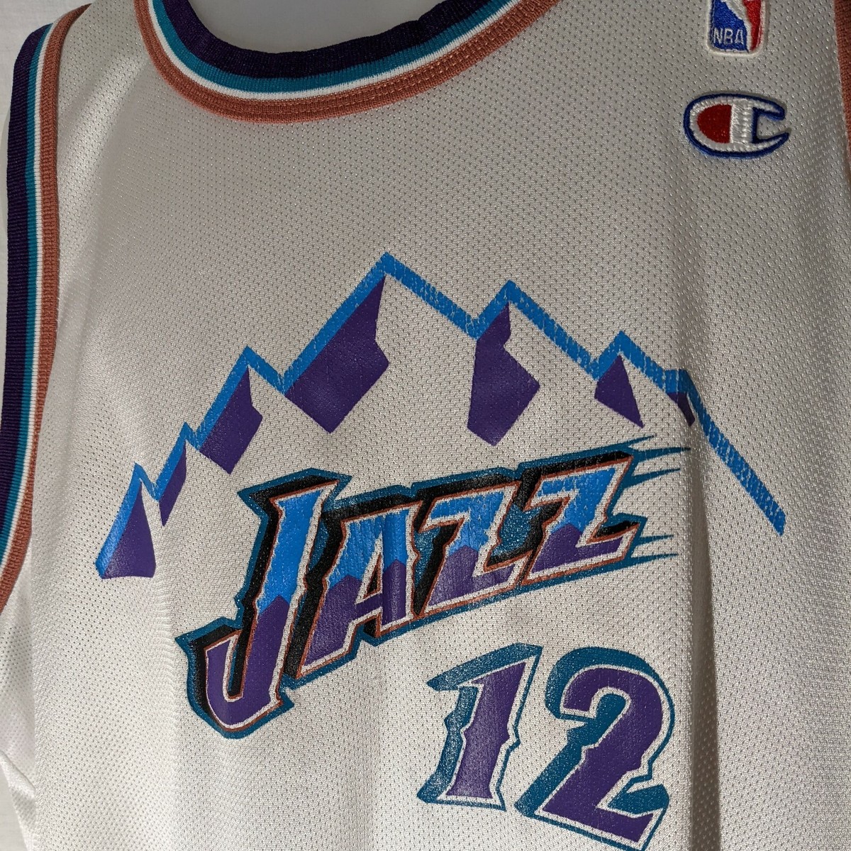 Utah Jazz John Stockton 12 Jersey Champion size 48 90's Official NBA