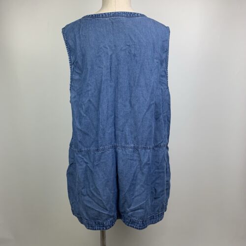 J Jill Denim Tunic Shirt Womens XL Chambray Blue Sleeveless Lagenlook Layer - Picture 3 of 5
