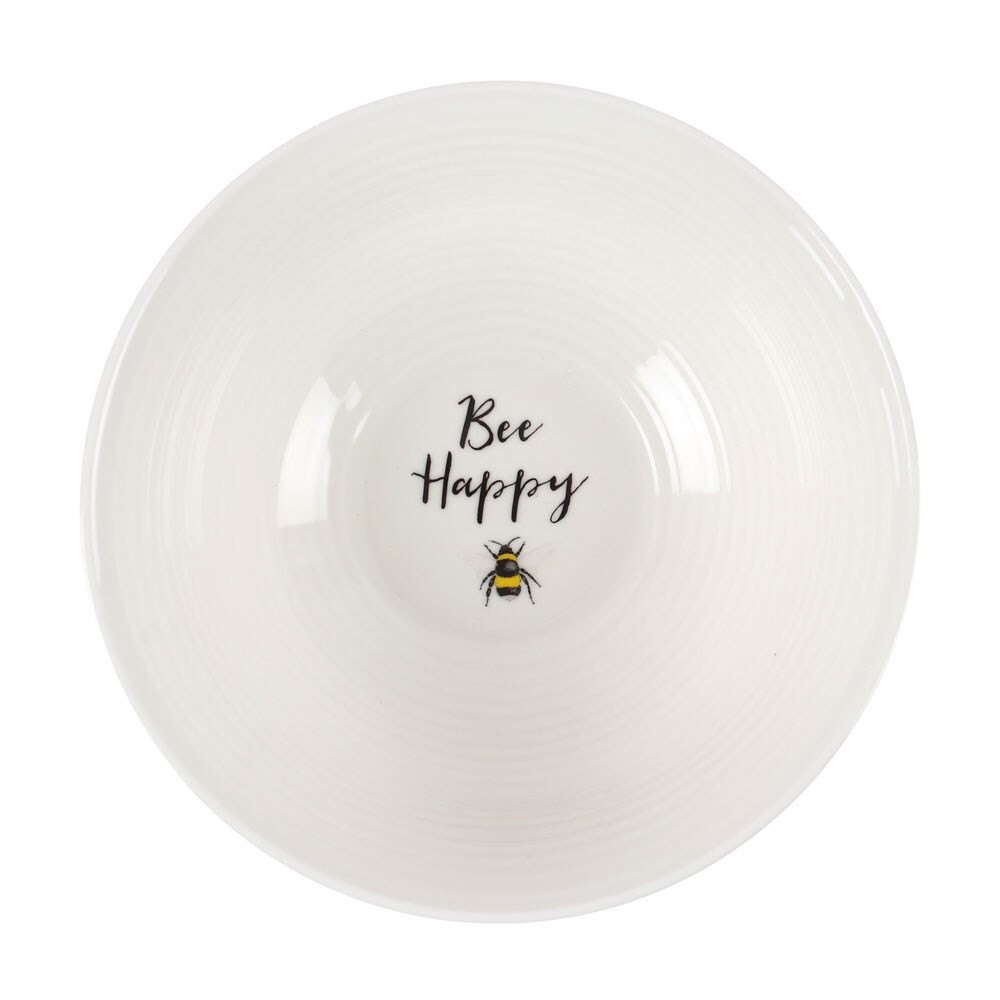 Bee Happy Ceramic Dinner Bowl New
