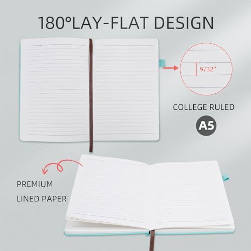 Notebook Journal for Women Men 200 Pages A5 Hardcover Leather with Lined Brown - Bild 4 von 6