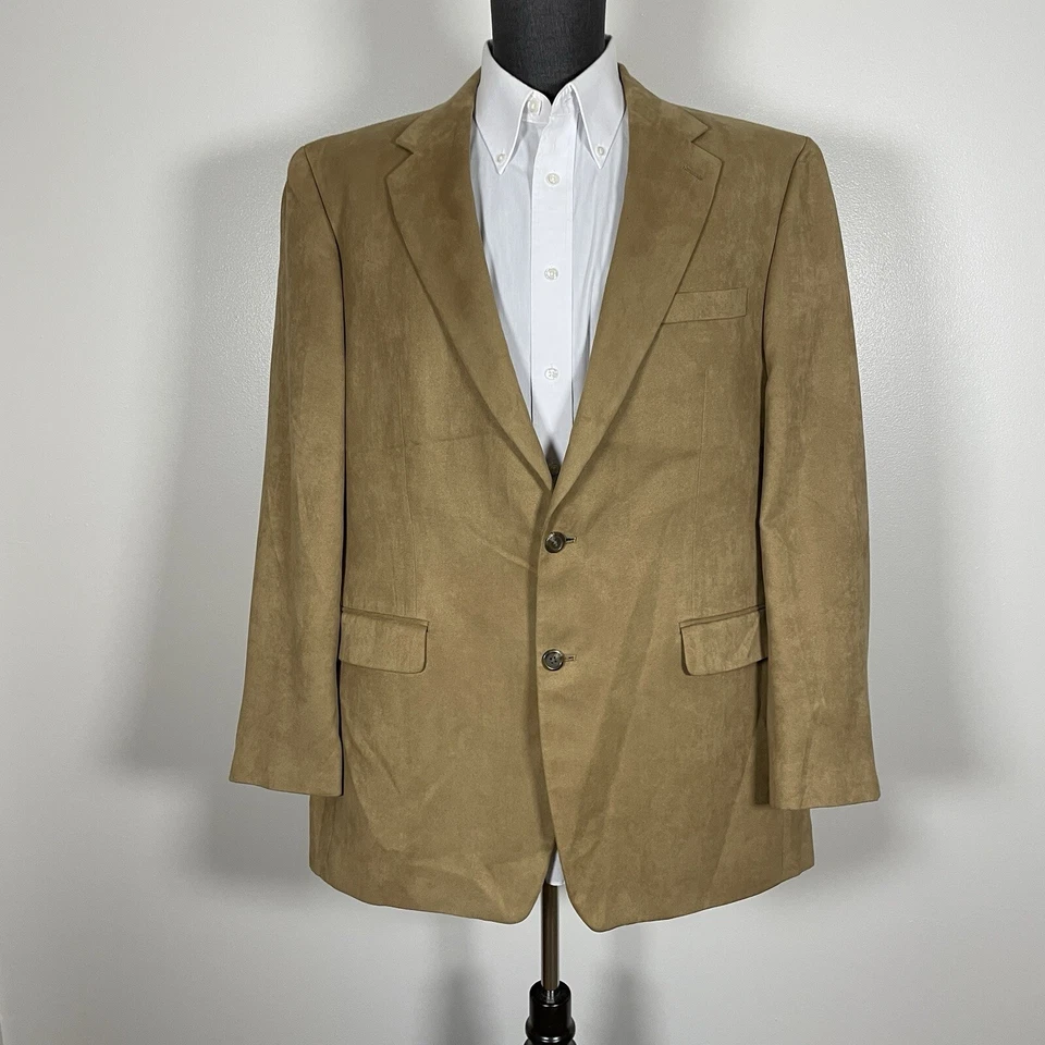 Chaps Sport пальто мужской 44L бежевый твердого полиэстера две кнопки - Изображение 2 из 4