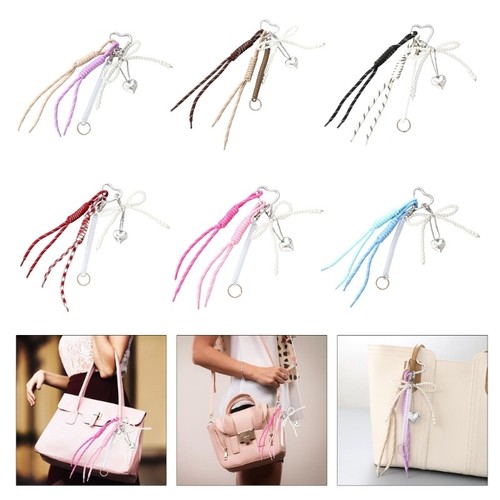 Fashionable Tassels Pearls Bows Key Charm Phone Ornament for Sophisticated Look - Picture 2 of 14
