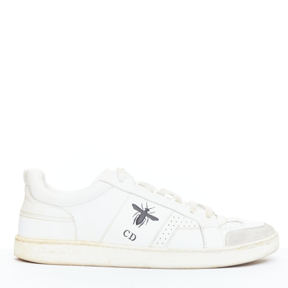 DIOR D Bee white leather CD logo grey suede trim sneakers DIOR D Bee white leather CD logo grey suede trim sneakers