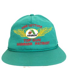 Vtg DMR Lettuce Asgrow K-Products Hat Top Gun Warrior Patriot USA Baseball Cap