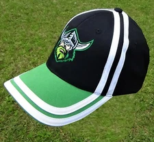 NRL CANBERRA RAIDERS CAP Black/Green 2 stripe Official Licensed Product - NEW!
