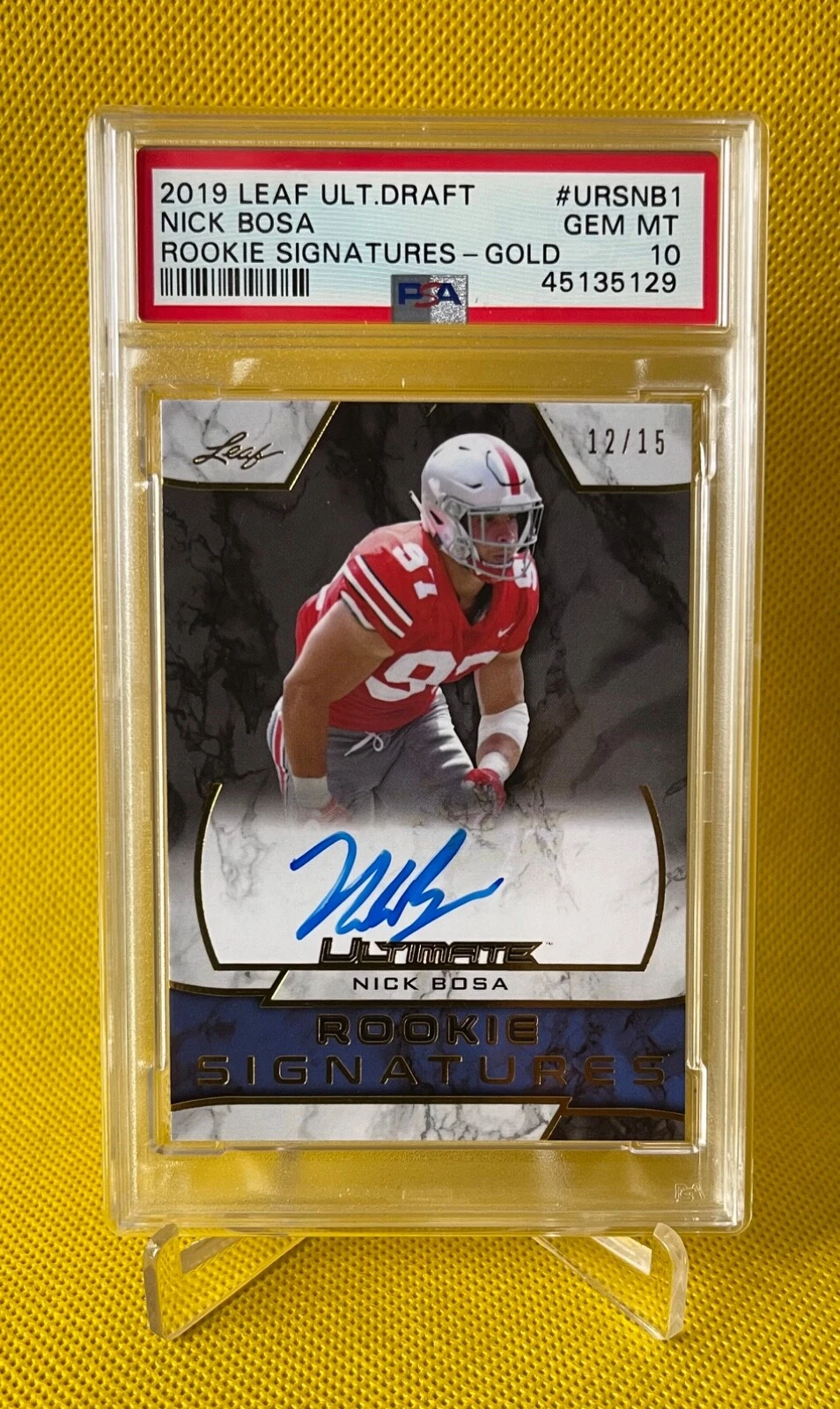 Nick Bosa Leaf Ultimate Draft Rookie Signatures #URSNB1 Gold