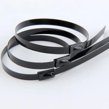 Black coated T316 Stainless Steel Metal Cable Ties Zip Wrap Exhaust Heat Straps