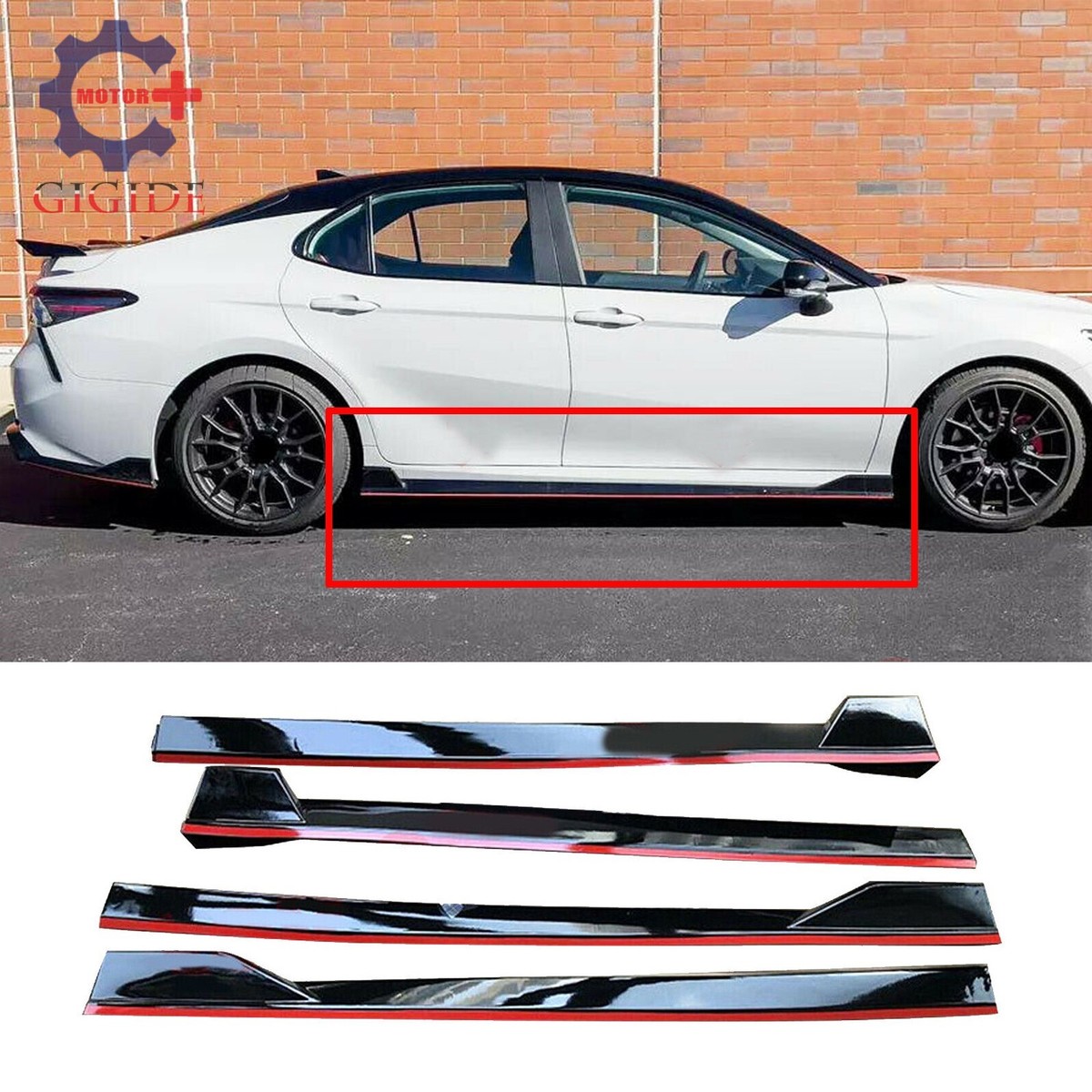 For 2018-2021 TOYOTA CAMRY TRD STYLE GLOSSY BLACK 4PCS ADD-ON SIDE