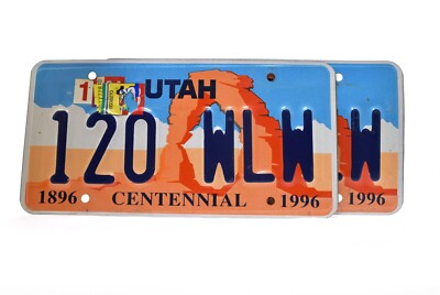 Utah License Plate Arch Centennial 120 WLW (Pair)