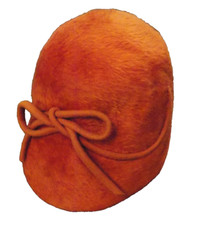 Vtg FABULOUS ORANGE Hat Cord Bow Accent Italy Peck Peck Fifth Ave New York EUC