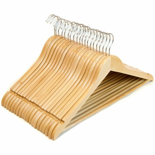 20 x Natural Wooden Hangers Clothes Coat Suit Trouser Bar Cheapest on