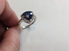 10 MM Trillion CheckerCut  Halo Simulated Blue Sapphire Silver Ring,NWOT, Pretty — photo 3