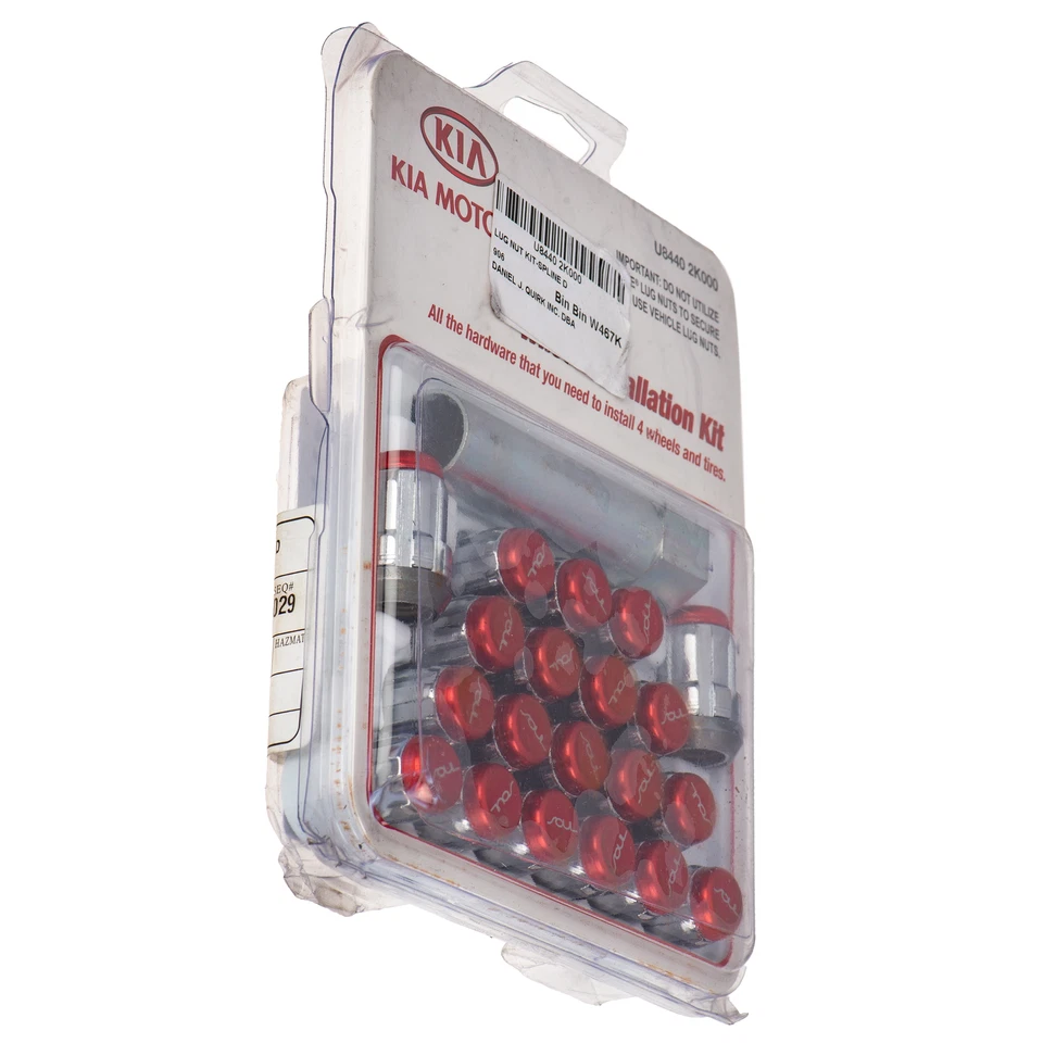 OEM NEW Spline Drive Lug Nut Kit Chrome w/ Red 10-18 Kia Soul U8440-2K000 - Image 2 of 4