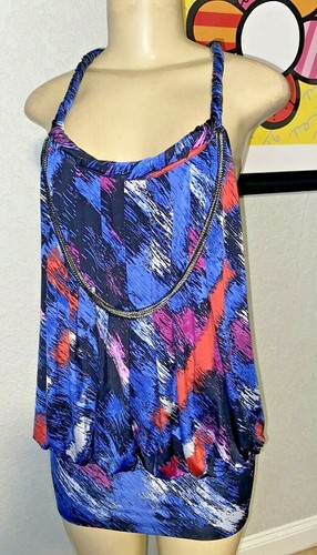 KOUTURE BY KIMORA~SZ M~ Tunic 1 pc Layered W/ Silver & Black Chain Accent blkc*
