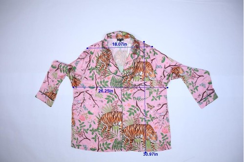 Karen Mabon Anthropologie Silk Tiger Blossom Sleep Pajama 2 Piece Set Womens 5XL - Picture 5 of 16