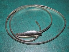 33" SILVER TONE "SNAKE" STRETCH BELT FEATHER BUCKLE Vtg