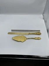 Vintage Gold Tone Cake Serving Set