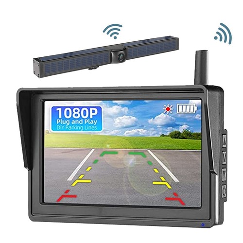 Solar Wireless Backup Camera for Car/Truck Rear/Front View Camera and 5" Monitor - Picture 2 of 13