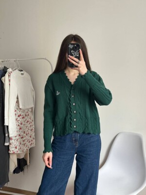 Vivienne Westwood Anglomania Saturn Green Wool Designer Cardigan