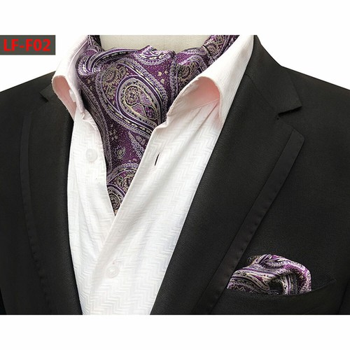 Men’s Cravat Paisley Floral Ascot Scarf Handkerchief Pocket Square Matching Set - Picture 3 of 32