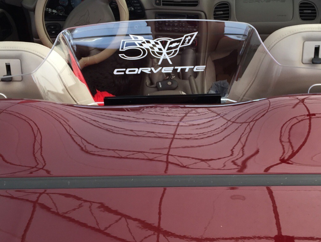 Corvette 50th C5 flag logo white light Windrestrictor wind blocker