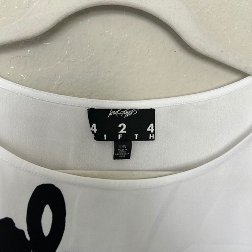 Lord and Taylor Floral Print Blouse Sleeveless White Black Top Size L Minimal - Picture 5 of 7
