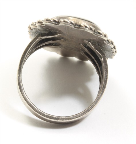 Vintage Navajo Sterling Silver Old Pawn Large Petrified Wood Ring Sz6.5/6.75 - Picture 5 of 6